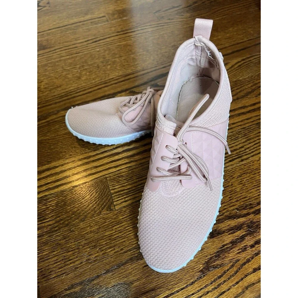 Twisted Womens Stretch Light Pink Knit Running Sneakers Tennis Shoes Size 8.5